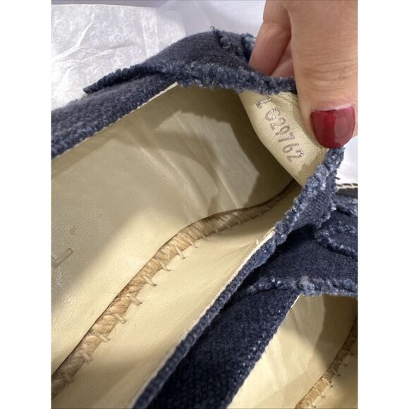 CHANEL logo denim espadrilles Size 39 Blue Black W/box - Picture 12 of 14